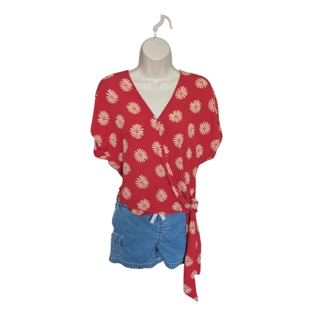 Madewell Daisy Daydream Sash-Tie Wrap Top Boho Burnt Orange Size Large